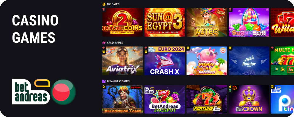 Betandreas BD casino games catalog