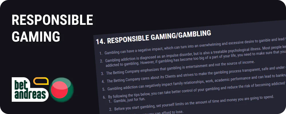 Betandreas BD supports responsible gambling